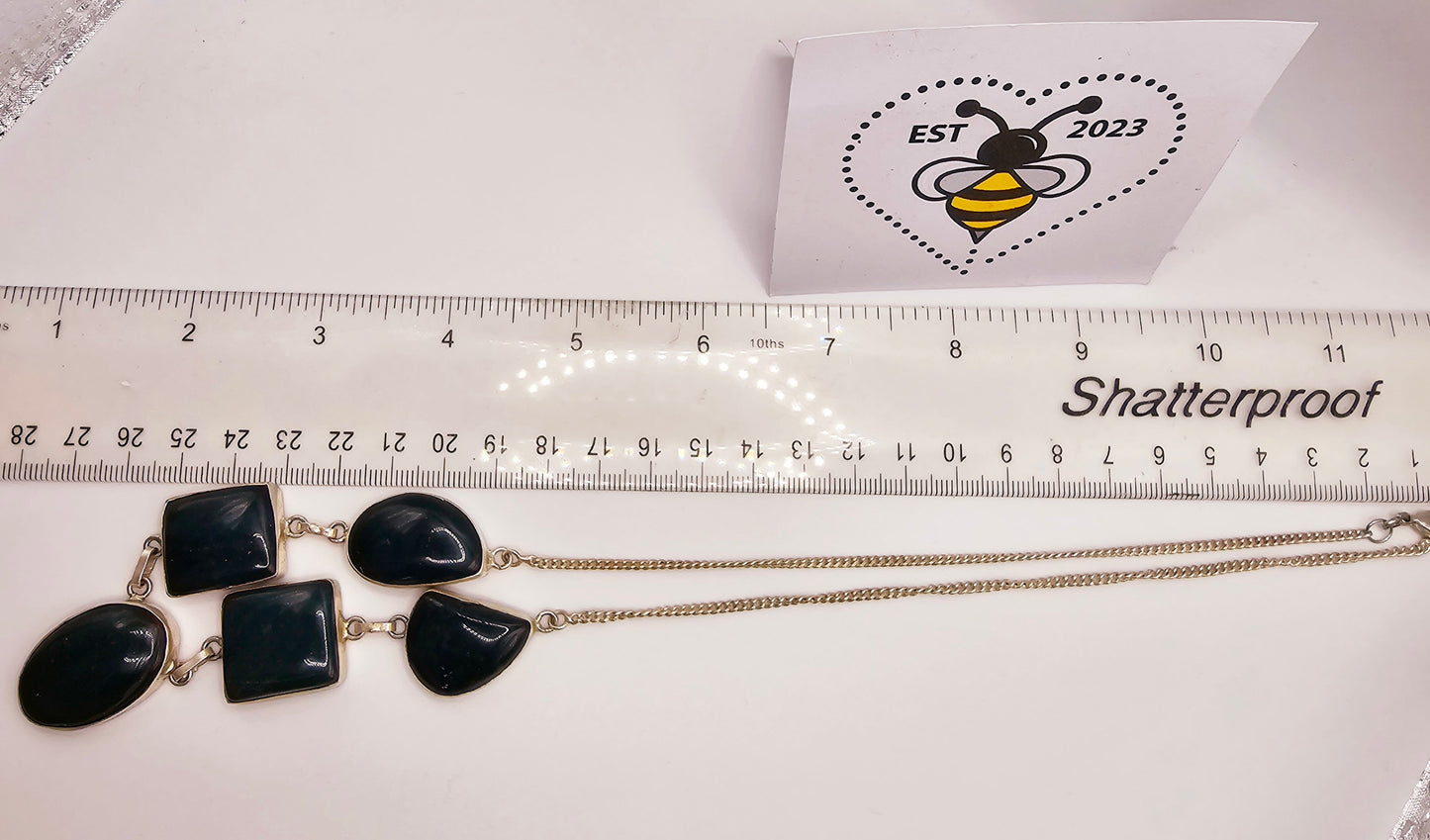 Silver and bloodstone necklace, great look and adjustable length.