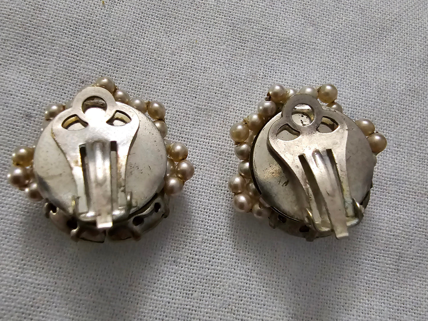 1950s Diamanté and pearl clip earrings